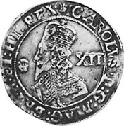 UK Shilling Charles I 1646 Lundy KM# 242.11 ∙CAROLVSD:G:MAG:BR:FR:ET:HI:REX∙ XII coin obverse UK Shilling Charles I 1646 Lundy KM# 242.11 ∙CAROLVSD:G:MAG:BR:FR:ET:HI:REX∙ XII coin obverse