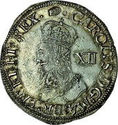 UK Shilling Charles I ND Tower KM# 107 CAROLVS D G MA BR FR ET HI REX XII coin obverse UK Shilling Charles I ND Tower KM# 107 CAROLVS D G MA BR FR ET HI REX XII coin obverse
