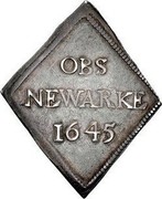 UK Shilling Charles I. Newark siege coin 1645 KM# 370.1 OBS NEWARKE 1645 coin reverse UK Shilling Charles I. Newark siege coin 1645 KM# 370.1 OBS NEWARKE 1645 coin reverse