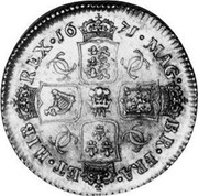 UK Shilling Charles II 1671 KM# 427.2 MAG∙ BR∙FRA∙ ET∙HIB REX∙*YEAR*∙ CC CC CC CC coin reverse UK Shilling Charles II 1671 KM# 427.2 MAG∙ BR∙FRA∙ ET∙HIB REX∙*YEAR*∙ CC CC CC CC coin reverse