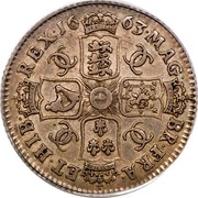 UK Shilling Charles II First bust 1663 KM# 418.1 MAG∙ BR∙FRA∙ ET∙HIB REX ∙16 63∙ CC CC CC CC coin reverse