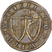 UK Shilling Commonwealth of England (Sun) 1651 KM# 390.1 *YEAR* ∙ G O D ∙ W I T H ∙ V S ∙ ∙XII∙ coin reverse UK Shilling Commonwealth of England (Sun) 1651 KM# 390.1 *YEAR* ∙ G O D ∙ W I T H ∙ V S ∙ ∙XII∙ coin reverse