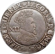 UK Shilling James I (1604-1619) Second Coinage KM# 26 ∙IACOBVS∙D:G:MAG:BRIT:FRA:ET∙HIB:REX∙ XII coin obverse UK Shilling James I (1604-1619) Second Coinage KM# 26 ∙IACOBVS∙D:G:MAG:BRIT:FRA:ET∙HIB:REX∙ XII coin obverse