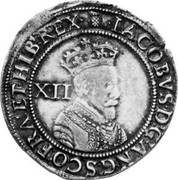 UK Shilling James I (First bust) (1604-1619) Thistle First Coinage. KM# 13 ∙IACOBVS∙D:G:ANG:SCO:FRA:ET∙HIB:REX∙ XII coin obverse UK Shilling James I (First bust) (1604-1619) Thistle First Coinage. KM# 13 ∙IACOBVS∙D:G:ANG:SCO:FRA:ET∙HIB:REX∙ XII coin obverse