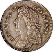 UK Shilling James II Shilling 1687 KM# 451.1 IACOBVS∙II∙ DEI∙GRATIA coin obverse UK Shilling James II Shilling 1687 KM# 451.1 IACOBVS∙II∙ DEI∙GRATIA coin obverse