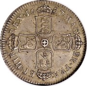 UK Shilling James II Shilling 1687 KM# 451.1 MAG BR∙FRA ET∙HIB REX∙*YEAR*∙ coin reverse UK Shilling James II Shilling 1687 KM# 451.1 MAG BR∙FRA ET∙HIB REX∙*YEAR*∙ coin reverse