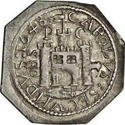 UK Shilling Ponterfract 1648 KM# 378 CAROLVS:SECVNDVS: coin obverse UK Shilling Ponterfract 1648 KM# 378 CAROLVS:SECVNDVS: coin obverse