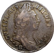 UK Shilling William III 1697 B KM# 485.2 GVLIELMVS∙ III∙DEI∙GRA∙ B coin obverse