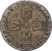 UK Shilling William III 1697 B KM# 485.2 MAG BR∙FRA ET∙HIB REX∙*YEAR*∙ coin reverse