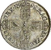UK Shilling William III 1698 KM# 502 MAG∙ BR∙FRA∙ ET∙HIB∙ REX∙*YEAR*∙ coin reverse UK Shilling William III 1698 KM# 502 MAG∙ BR∙FRA∙ ET∙HIB∙ REX∙*YEAR*∙ coin reverse