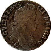 UK Shilling William III First bust C below bust 1697 C KM# 485.3 GVLIELMVS∙ III∙DEI∙GRA∙ C coin obverse