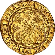UK Spur Ryal James I (1619-1625) KM# 65 A DNO:FACTVM EST ISTVD ET EST MIRABI: coin reverse UK Spur Ryal James I (1619-1625) KM# 65 A DNO:FACTVM EST ISTVD ET EST MIRABI: coin reverse