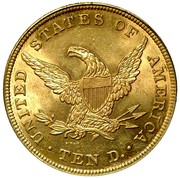 USA Ten D. Coronet Head 1839/8 Type of 1838 KM# 66.1 UNITED STATES OF AMERICA TEN D. coin reverse USA Ten D. Coronet Head 1839/8 Type of 1838 KM# 66.1 UNITED STATES OF AMERICA TEN D. coin reverse