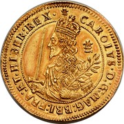 UK Triple Unite Charles I 1644 KM# 338 CAROLVS.D:G:MAG:BRI:FRA:E.HIBER:REX coin obverse UK Triple Unite Charles I 1644 KM# 338 CAROLVS.D:G:MAG:BRI:FRA:E.HIBER:REX coin obverse