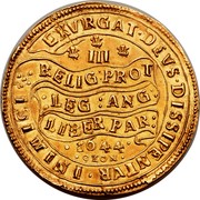 UK Triple Unite Charles I 1644 KM# 338 EXVRGAT.DEVS.DISSIPENTVR.INIMICI III RELIG:PROT:LEG:ANG:LIBER.PAR: 1644 OXON coin reverse UK Triple Unite Charles I 1644 KM# 338 EXVRGAT.DEVS.DISSIPENTVR.INIMICI III RELIG:PROT:LEG:ANG:LIBER.PAR: 1644 OXON coin reverse