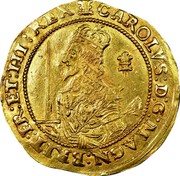UK Triple Unite Charles I with scarf behind 1643 KM# 256.1 CAROLVS.D:G:MAGN:BRIT:FR:ET:HI:REX coin obverse UK Triple Unite Charles I with scarf behind 1643 KM# 256.1 CAROLVS.D:G:MAGN:BRIT:FR:ET:HI:REX coin obverse