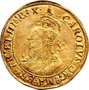 UK Unite Charles I (1625-1642) Tower KM# 153 CAROLVS∙D:G:MA:BR: FR:ET:HI:REX XX coin obverse UK Unite Charles I (1625-1642) Tower KM# 153 CAROLVS∙D:G:MA:BR: FR:ET:HI:REX XX coin obverse