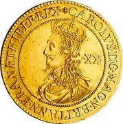 UK Unite Charles I (1631-1632) Briot KM# 171 CAROLVS∙D:G∙MAGN∙BRITANN∙FRAN∙ET∙HIBER∙REX XX coin obverse UK Unite Charles I (1631-1632) Briot KM# 171 CAROLVS∙D:G∙MAGN∙BRITANN∙FRAN∙ET∙HIBER∙REX XX coin obverse