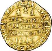 UK Unite Charles I 1643 Oxford KM# 252 EXVRGAT DEVS DISSIPENTVR INIMICI RELIG PROT LEG ANG LIBER PAR 1643 coin reverse