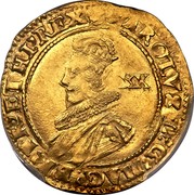 UK Unite Charles I (2nd bust) (1625-1642) Tower KM# 151.1 ∙CAROLVS D:G:MAG:BR:FR:ET HI:REX∙ XX coin obverse UK Unite Charles I (2nd bust) (1625-1642) Tower KM# 151.1 ∙CAROLVS D:G:MAG:BR:FR:ET HI:REX∙ XX coin obverse