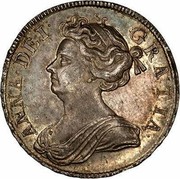 UK 1/2 Crown Anne no E no plumes 1708 KM# 525.1 ANNA ∙ DEI ∙ - GRATIA ∙ coin obverse UK 1/2 Crown Anne no E no plumes 1708 KM# 525.1 ANNA ∙ DEI ∙ - GRATIA ∙ coin obverse