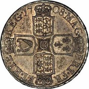 UK 1/2 Crown Anne no E no plumes 1708 KM# 525.1 MAG - BRI ∙ FR - ET ∙ HIB - ∙ REG ∙ coin reverse UK 1/2 Crown Anne no E no plumes 1708 KM# 525.1 MAG - BRI ∙ FR - ET ∙ HIB - ∙ REG ∙ coin reverse