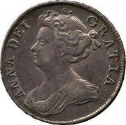 UK 1/2 Crown Anne no VIGO no plumes 1704 Tertio, Plain below bust KM# 518.1 ANNA DEI GRATIA coin obverse UK 1/2 Crown Anne no VIGO no plumes 1704 Tertio, Plain below bust KM# 518.1 ANNA DEI GRATIA coin obverse