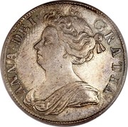 UK 1/2 Crown Anne Plumes 1708 KM# 525.3 ANNA ∙ DEI ∙ GRATIA ∙ coin obverse UK 1/2 Crown Anne Plumes 1708 KM# 525.3 ANNA ∙ DEI ∙ GRATIA ∙ coin obverse
