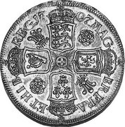 UK 1/2 Crown Anne Roses and plumes 1707 KM# 518.4 ∙MAG: BR:FRA: ET∙HIB: REG: *YEAR* coin reverse UK 1/2 Crown Anne Roses and plumes 1707 KM# 518.4 ∙MAG: BR:FRA: ET∙HIB: REG: *YEAR* coin reverse
