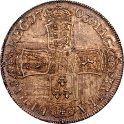 UK 1/2 Crown Anne VIGO no plumes 1703 KM# 518.2 MAG - BR ∙ FRA - ET ∙ HIB - REG ∙ coin reverse UK 1/2 Crown Anne VIGO no plumes 1703 KM# 518.2 MAG - BR ∙ FRA - ET ∙ HIB - REG ∙ coin reverse