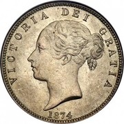 UK 1/2 Crown Victoria 1874 KM# 756 VICTORIA DEI GRATIA coin obverse UK 1/2 Crown Victoria 1874 KM# 756 VICTORIA DEI GRATIA coin obverse