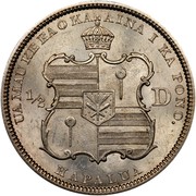 USA 1/2 D Hawaii Kalakaua (Hapalua) 1883 KM# 6 UA MAU KE EAOKA AINA I KA PONO HAPALUA 1/2 D coin reverse USA 1/2 D Hawaii Kalakaua (Hapalua) 1883 KM# 6 UA MAU KE EAOKA AINA I KA PONO HAPALUA 1/2 D coin reverse