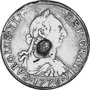 UK 1/2 Dollar Countermarked 1773 CM Date: ND(1797) KM# A622 CAROLUS∙III∙ DEI∙GRATIA∙*YEAR*∙ coin obverse