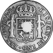 UK 1/2 Dollar Countermarked 1773 CM Date: ND(1797) KM# A622 ∙HISPAN∙ET IND∙REX∙4R∙I∙R∙ coin reverse