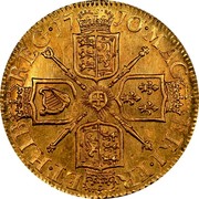 UK 1/2 Guinea Anne 1710 KM# 527 MAG BRI ∙ FR ET ∙ HIB REG ∙ coin reverse UK 1/2 Guinea Anne 1710 KM# 527 MAG BRI ∙ FR ET ∙ HIB REG ∙ coin reverse