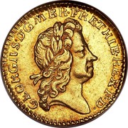 UK 1/2 Guinea George I 1725 KM# 560 GEORGIVS ∙ D ∙ G ∙ M ∙ BR ∙ FR ∙ ET ∙ HIB ∙ REX ∙ F ∙ D ∙ coin obverse UK 1/2 Guinea George I 1725 KM# 560 GEORGIVS ∙ D ∙ G ∙ M ∙ BR ∙ FR ∙ ET ∙ HIB ∙ REX ∙ F ∙ D ∙ coin obverse