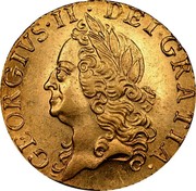 UK 1/2 Guinea George II 1756 KM# 587 GEORGIUS ∙ II ∙ DEI ∙ GRATIA ∙ coin obverse UK 1/2 Guinea George II 1756 KM# 587 GEORGIUS ∙ II ∙ DEI ∙ GRATIA ∙ coin obverse