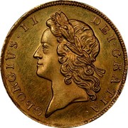 UK 1/2 Guinea George II no E.I.C. below head 1728 KM# 565.1 GEORGIVS ∙ II ∙ DEI ∙ GRATIA coin obverse UK 1/2 Guinea George II no E.I.C. below head 1728 KM# 565.1 GEORGIVS ∙ II ∙ DEI ∙ GRATIA coin obverse