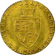 UK 1/2 Guinea George III 1790 KM# 608 F ∙ D ∙ B ∙ ET ∙ L ∙ D ∙ S ∙ R ∙ I ∙ A ∙ T ∙ ET ∙ E ∙ M ∙ B ∙ F ∙ ET ∙ H ∙ REX ∙ coin reverse UK 1/2 Guinea George III 1790 KM# 608 F ∙ D ∙ B ∙ ET ∙ L ∙ D ∙ S ∙ R ∙ I ∙ A ∙ T ∙ ET ∙ E ∙ M ∙ B ∙ F ∙ ET ∙ H ∙ REX ∙ coin reverse