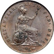 UK 1/2 Penny George II 1826 Proof KM# 692a BRITANNIAR REX FID: DEF: coin reverse UK 1/2 Penny George II 1826 Proof KM# 692a BRITANNIAR REX FID: DEF: coin reverse