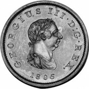 UK 1/2 Penny George III 1806 Proof KM# 662a GEORGIUS IV DEI GRATIA coin obverse UK 1/2 Penny George III 1806 Proof KM# 662a GEORGIUS IV DEI GRATIA coin obverse