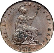 UK 1/2 Penny George IV 1827 KM# 692 BRITANNIAR: REX FID: DEF: coin reverse UK 1/2 Penny George IV 1827 KM# 692 BRITANNIAR: REX FID: DEF: coin reverse