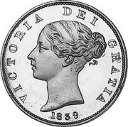UK 1/2 Penny Victoria 1839 Proof. Coin alignment KM# 726a VICTORIA DEI GRATIA coin obverse UK 1/2 Penny Victoria 1839 Proof. Coin alignment KM# 726a VICTORIA DEI GRATIA coin obverse