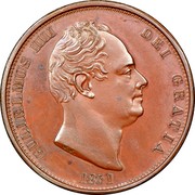 UK 1/2 Penny William IV 1831 Proof KM# 706a GULIELMUS IIII DEI GRATIA coin obverse UK 1/2 Penny William IV 1831 Proof KM# 706a GULIELMUS IIII DEI GRATIA coin obverse