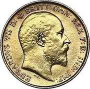UK 1/2 Sovereign Edward VII 1910 KM# 804 EDWARDUS VII D:G:BRITT:OMN:REX F:D:IND:IMP: coin obverse UK 1/2 Sovereign Edward VII 1910 KM# 804 EDWARDUS VII D:G:BRITT:OMN:REX F:D:IND:IMP: coin obverse