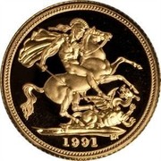 UK 1/2 Sovereign Elizabeth II 1991 Proof KM# 942 1991 BP coin reverse UK 1/2 Sovereign Elizabeth II 1991 Proof KM# 942 1991 BP coin reverse