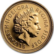 UK 1/2 Sovereign Elizabeth II 2002 Proof KM# 1025 ELIZABETH∙II∙DEI∙GRA REGINA∙FID∙DEF IRB coin obverse UK 1/2 Sovereign Elizabeth II 2002 Proof KM# 1025 ELIZABETH∙II∙DEI∙GRA REGINA∙FID∙DEF IRB coin obverse