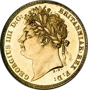 UK 1/2 Sovereign George IV 1825 KM# 689 GEORGIUS IIII D: G: BRITANNIAR: REX F: D: B. P. coin obverse UK 1/2 Sovereign George IV 1825 KM# 689 GEORGIUS IIII D: G: BRITANNIAR: REX F: D: B. P. coin obverse