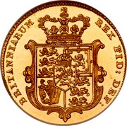 UK 1/2 Sovereign George IV 1826 KM# 700 BRITANNIARUM REX FID: DEF: coin reverse UK 1/2 Sovereign George IV 1826 KM# 700 BRITANNIARUM REX FID: DEF: coin reverse