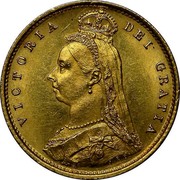 UK 1/2 Sovereign Victoria 1887 KM# 766 VICTORIA DEI GRATIA coin obverse UK 1/2 Sovereign Victoria 1887 KM# 766 VICTORIA DEI GRATIA coin obverse